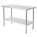 Stainless Steel Table, Kitchen Serving Table Prep & Work Table, 24x48 Inch Commercial Kitchen Metal Table for Restaurant Kitchen Hotel Garage Bar Utility Room (48"x24"-No Wheel)