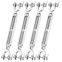 Stainless Steel Turnbuckle 1/4" x 4"(4 Pack) Jaw & Jaw Turnbuckles