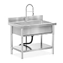 Stainless Steel Utility Sink, 40" Deep Single Bowl Laundry Sink