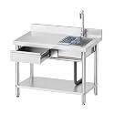 Stainless Steel Utility Sink, Commercial Kitchen Sink, 39.5'' Free Standing Single Bowl Sink with Drawer &amp; Cold and Hot Water Pipe for Kitchen Laundry Room Farmhouse Indoor and Outdoor