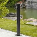 Stainless Steel Vertical Garden Fountain, Outdoor Floor-Mounted Water Column, Durable Irrigation Fixture with Faucet, Decorative Water Pipe for Gardens (Black A)
