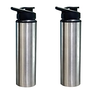 stainless steel water bottle 1 litre  leak-proof bpa-free durable amp reusable  ideal for office gym school travel amp outdoor use  silver finish 2