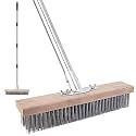 Stainless Steel Wire Brush, 59'' Long Handle Floor Scrubber for Concrete