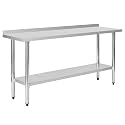 Stainless Steel Work Table 18 x 72 Inch, NSF Commercial Prep Table with Undershelf, Heavy Duty Food Prep Workstation with Backsplash