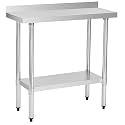 Stainless Steel Work Table 18 x 36 Inch, NSF Commercial Prep Table with Undershelf, Heavy Duty Food Prep Workstation with Backsplash
