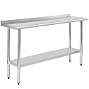 Stainless Steel Work Table 18 x 60 Inch, NSF Commercial Prep Table with Undershelf, Heavy Duty Food Prep Workstation with Backsplash