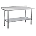 Stainless Steel Work Table 24 x 60 Inch, NSF Commercial Prep Table with Undershelf, Heavy Duty Food Prep Workstation with Backsplash
