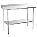 Stainless Steel Work Table 24 x 48 Inch, NSF Commercial Prep Table with Undershelf, Heavy Duty Food Prep Workstation with Backsplash