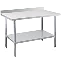 Okeyolive Stainless Steel Work Table 30 x 48 Inch, NSF Commercial Prep Table with Undershelf, Heavy Duty Food Prep Workstation with Backsplash