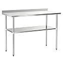Stainless Steel Work Table 30 x 72 Inch, NSF Commercial Prep Table with Undershelf, Heavy Duty Food Prep Workstation with Backsplash