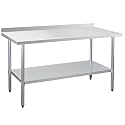 Stainless Steel Work Table 30 x 60 Inch, NSF Commercial Prep Table with Undershelf, Heavy Duty Food Prep Workstation with Backsplash