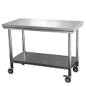 Stainless Steel Work Table, Food Prep Table for Kitchen and Restaurant, Antirust with Wheels and Open Storage, Easy to Clean