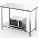 Stainless Steel Work Table with Undershelf, 60x24x35 Inch NSF Commercial Kitchen Prep Table, Heavy Duty Metal Workbench for Restaurant, Home, Outdoor Use, No Casters, Silver Finish