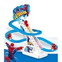 Stair Climbing Cartoon Character Roller Coaster Slide Toy with 3 Small Dolls, Automatic Stair-Climbing Toy with Lights & Music (Cartoon Character Will be Send as per Available in Stock)