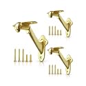 Stair Handrail Brackets Wooden Railing Support Champagne Brass, 3 Pack | HOWTOOL