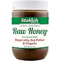 Stakich Royal Jelly, Bee Pollen & Propolis Raw Honey - Pure & Unprocessed, 40 oz