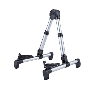 stallion adjustable aluminum floor stand for guitars basses- foldable amp portable silver