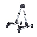 Stallion Adjustable Aluminum Floor Stand for Guitars, Basses- Foldable & Portable (Silver)