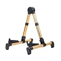 Stallion Adjustable Aluminum Floor Stand for Guitars, Basses- Foldable & Portable (Golden)