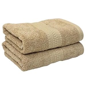 cotton 600 gsm hand towels set of 2 40 x 60 cm for men women home amp kitchen use gym wash basin sports  two ply combed soft absorbent quick dry full size large  beige