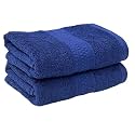 Cotton 600 GSM Hand Towels Set of 2, 40 X 60 cm for Men, Women, Home &amp; Kitchen Use, Gym, Wash Basin, Sports | Two Ply Combed, Soft, Absorbent, Quick Dry, Full Size Large | Navy Blue