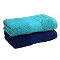 Cotton 600 GSM Hand Towels Set of 2, 40 X 60 cm for Men, Women, Home & Kitchen Use, Gym, Wash Basin, Sports | Two Ply Combed, Soft, Absorbent, Quick Dry, Full Size Large | Green, Blue