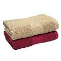 Cotton 600 GSM Hand Towels Set of 2, 40 X 60 cm for Men, Women, Home &amp; Kitchen Use, Gym, Wash Basin, Sports | Two Ply Combed, Soft, Absorbent, Quick Dry, Full Size Large | Beige, Maroon