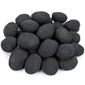 Stanbroil 24pcs Lightweight Ceramic Fiber Pebble Stones for Fire Pit, Black