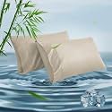 Standard Pillowcases, Cooling Viscose from Bamboo Pillow Covers with Envelope Closure, Soft Moisture-Wicking for Hot Sleepers, Hair and Skin-Friendly, Light Khaki, 2 Pack