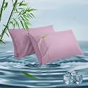 Standard Pillowcases, Cooling Viscose from Bamboo Pillow Covers with Envelope Closure, Soft Moisture-Wicking for Hot Sleepers, Hair and Skin-Friendly, Light Purple, 2 Pack