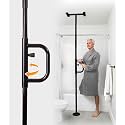 Stander Security Pole and Curve Grab Bar, Elderly Tension Mounted Floor to Ceiling Transfer Pole, Bathroom Safety Assist and Stability Rail, Metallic Black