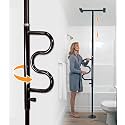 Stander Wonder Pole Plus with Rotating Double Grab Bar, Tension Mounted Security Pole for Seniors &amp; Elderly Adults, No-Drill Floor to Ceiling Transfer Pole for Home &amp; Bath Safety, Black