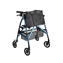 Stander Wonder Rollator Plus Short, Lightweight Junior Folding Mobility Aid for Petite Adults, Seniors, and Elderly, Collapsible Travel Rolling Walker with Four Wheels and Seat, Cobalt Blue