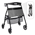 Stander Wonder Rollator Plus Short, Lightweight Junior Folding Mobility Aid for Petite Adults, Seniors, and Elderly, Collapsible Travel Rolling Walker with Four Wheels and Seat, Matte Black