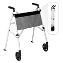 Stander Wonder Walker Plus, Lightweight Folding Mobility Aid for Adults, Seniors, and Elderly, Collapsible Travel EZ Fold-N-Go with Wheels, Glides, &amp; Basket, Vivid White