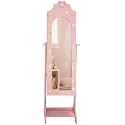 Standing Jewelry Cabinet, Floor Spray-Painted Armoire With Mirror and Drawer, Space-Saving Organizer, Christmas Gifts, Gift Idea (Pink Heart)
