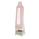 Standing Jewelry Cabinet, Floor Spray-Painted Armoire With Mirror and Drawer, Space-Saving Organizer, Christmas Gifts, Gift Idea (Pink Rabbit)