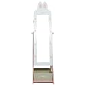 Standing Jewelry Cabinet, Floor Spray-Painted Armoire With Mirror and Drawer, Space-Saving Organizer, Christmas Gifts, Gift Idea (White Rabbit)
