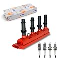 STANDOUT UF669 Ignition Coil Pack &amp; 1675 Iridium Spark Plug Set Red