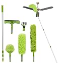 Stanew High Reach Duster Kit - 98-inch Extension Pole, Telescopic High Ceiling Duster, Long Microfiber Cobweb Duster, 6PCS Feather Dusting Tools for Cleaning Ceiling Fan, Blinds, Furniture, Cars