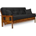 Stanford Futon Set - Full Size, Frame, 8" Mattress, Twill Black Cover