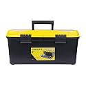STANLEY 1-71-950 19'' Organized Maestro Heavy-Duty Portable Plastic Essential Toolbox With Clear Top Lid & Removable Tray Compartment for Easy & Convenient Storage, 1 Year Warranty,YELLOW, 48x23x23 cm