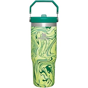 stanley iceflow stainless steel tumbler with straw - vacuum insulated water bottle for home office or car reusable cup leak resistant flip cold for 12 hours or iced for 2 days citron swirl 30oz