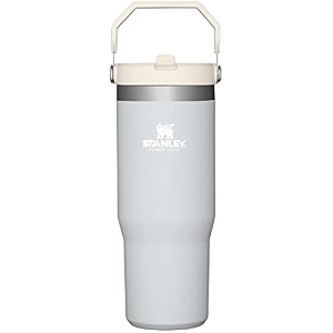 stanley iceflow stainless steel tumbler - vacuum insulated water bottle for home office or car reusable cup with straw leak resistant flip cold for 12 hours or iced for 2 days cloud 30 oz  089 l