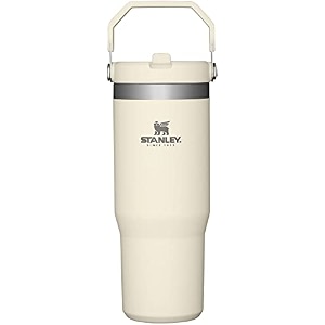 stanley iceflow stainless steel tumbler with straw - vacuum insulated water bottle for home office or car - reusable cup with straw leakproof flip - cold for 12 hours or iced for 2 days cream