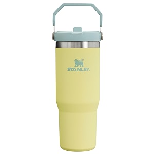 stanley iceflow flip straw tumbler with handle 30 oz  twist on lid and flip up straw  leak resistant water bottle  insulated stainless steel bpa-free  pomelo