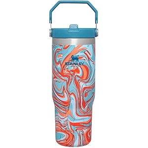stanley iceflow stainless steel tumbler - vacuum insulated water bottle for home office or car reusable cup with straw leak resistant flip cold for 12 hours or iced for 2 days pool swirl 30oz