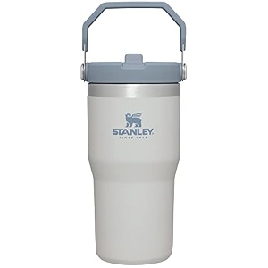 stanley iceflow flip straw tumbler with handle 20 oz  twist on lid and flip up straw  leak resistant water bottle  insulated stainless steel bpa-free  fog