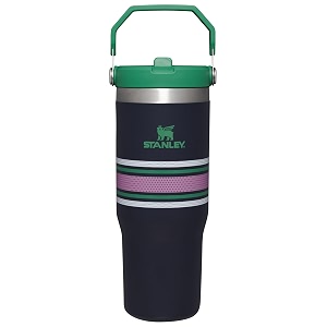 stanley iceflow flip straw tumbler with handle 30 oz  twist on lid and flip up straw  leak resistant water bottle  insulated stainless steel bpa-free  navy mesh