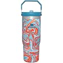 Stanley IceFlow Stainless Steel Tumbler - Vacuum Insulated Water Bottle for Home, Office or Car Reusable Cup with Straw Leak Resistant Flip Cold for 12 Hours or Iced for 2 Days, Pool Swirl, 30OZ